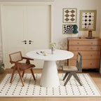 Table à manger ronde blanche/noire, style rétro, 4 places