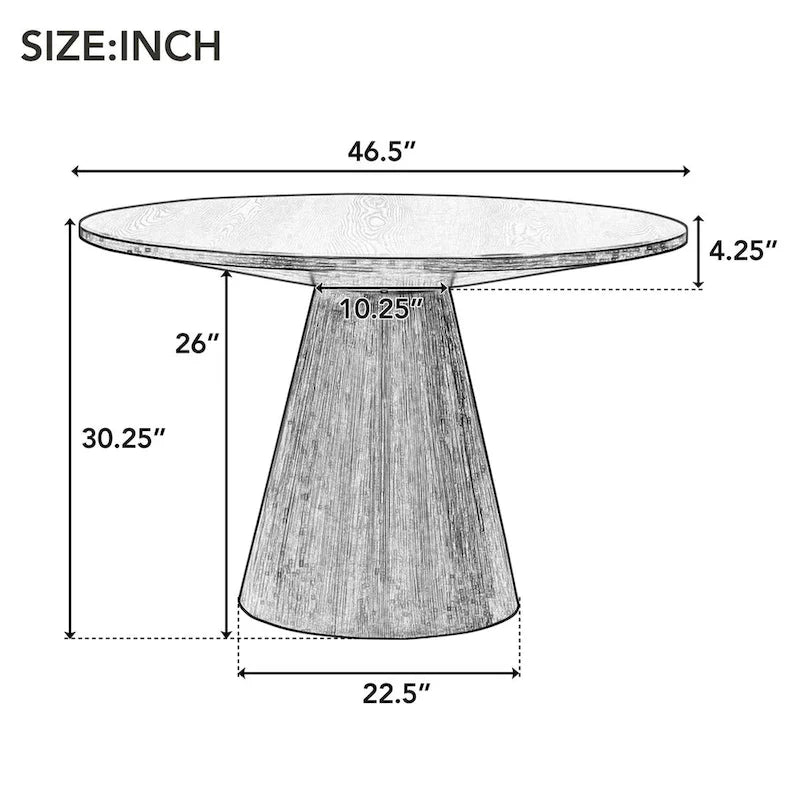 Table à manger ronde blanche/noire, style rétro, 4 places