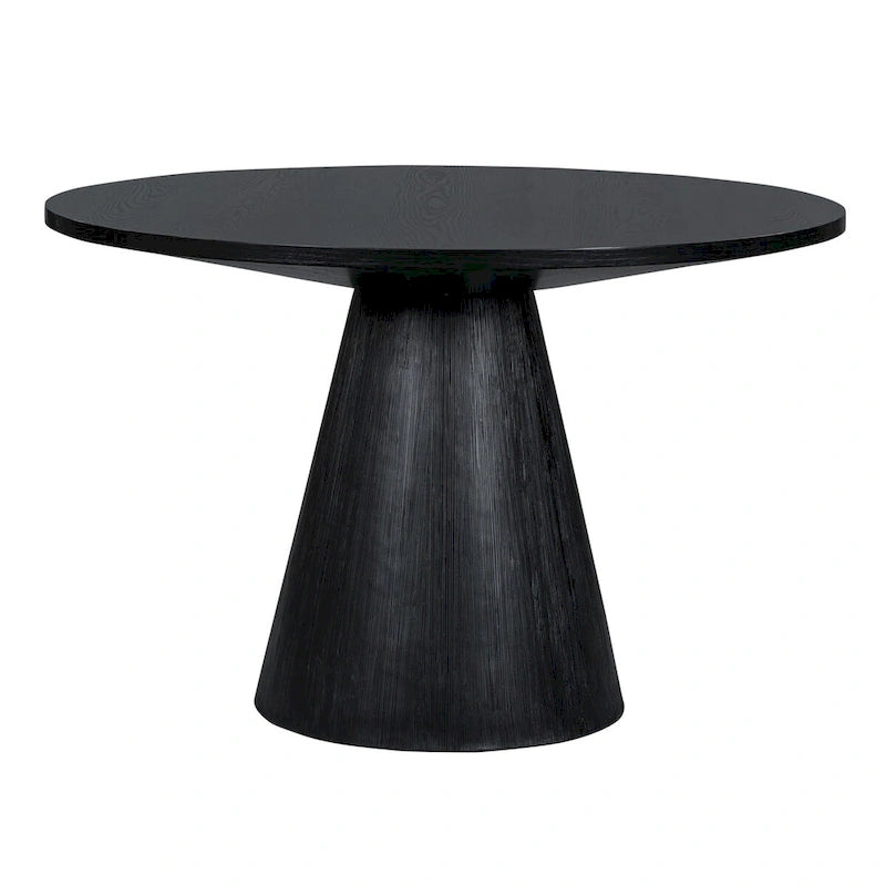 Table à manger ronde blanche/noire, style rétro, 4 places