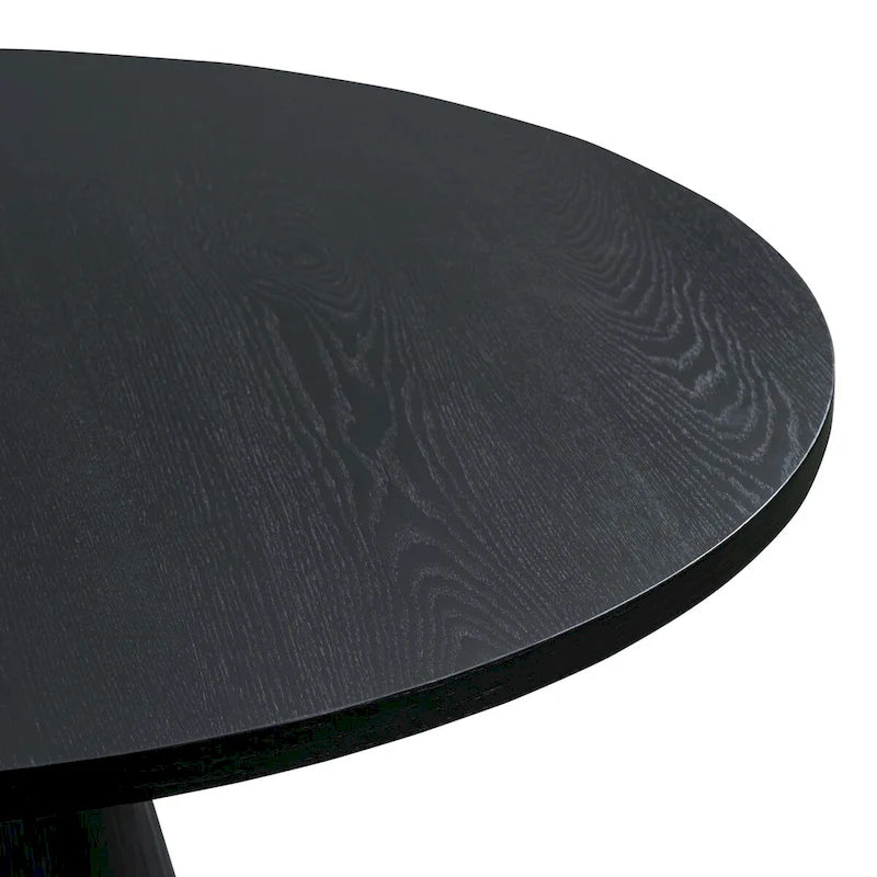 Table à manger ronde blanche/noire, style rétro, 4 places