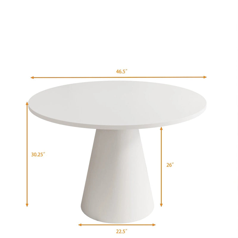 Table à manger ronde blanche/noire, style rétro, 4 places