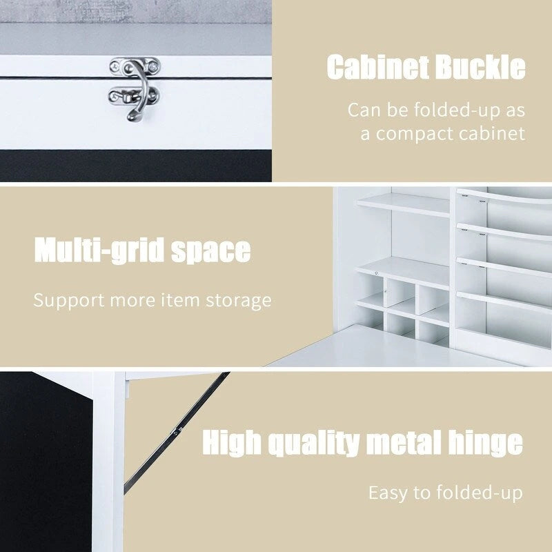 Bureau mural pliable blanc avec tableau noir, simple