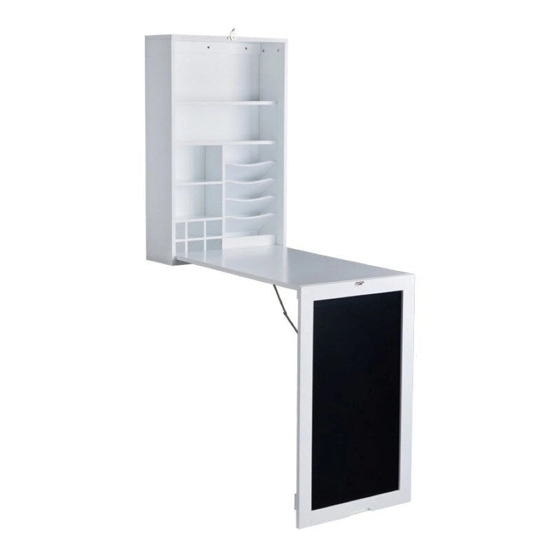 Bureau mural pliable blanc avec tableau noir, simple