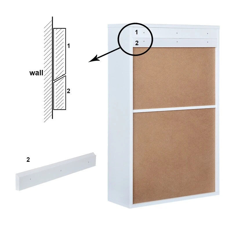 Bureau mural pliable blanc avec tableau noir, simple