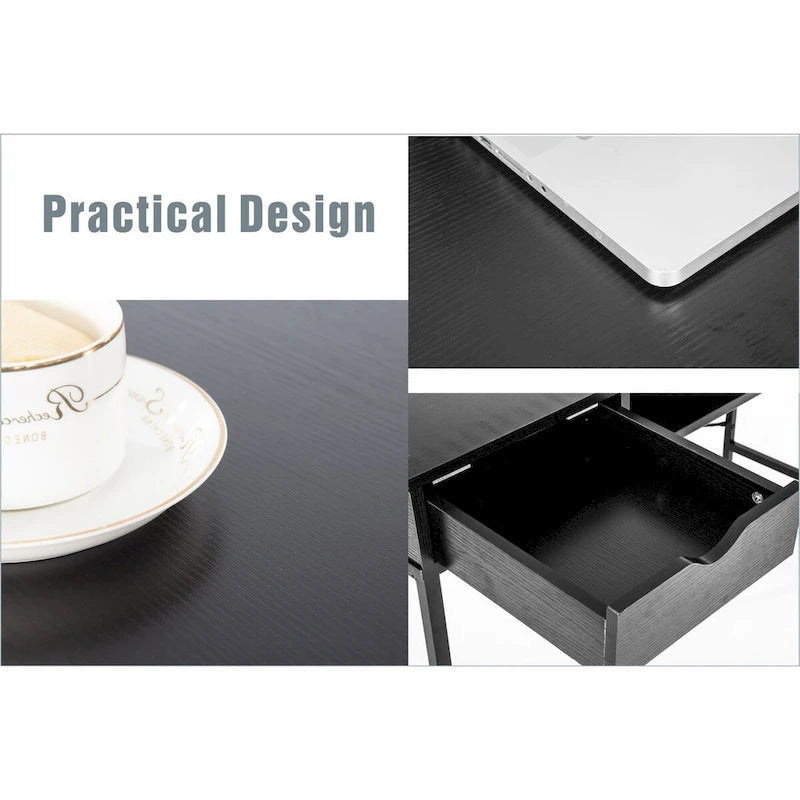 Bureau de 48 pouces avec tiroir – Style contemporain, monoplace (Blanc/Doré, Blanc, Marron rustique, Noir)