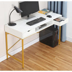 Bureau de 48 pouces avec tiroir – Style contemporain, monoplace (Blanc/Doré, Blanc, Marron rustique, Noir)