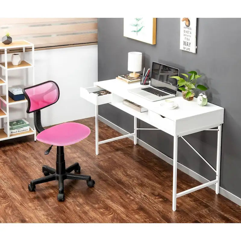 Bureau de 48 pouces avec tiroir – Style contemporain, monoplace (Blanc/Doré, Blanc, Marron rustique, Noir)