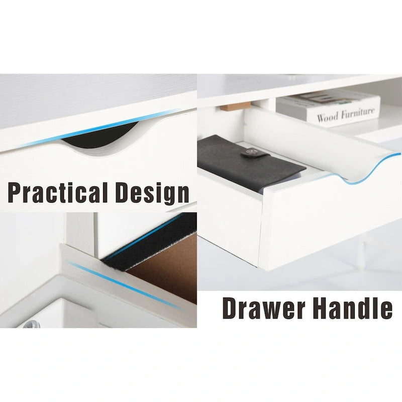 Bureau de 48 pouces avec tiroir – Style contemporain, monoplace (Blanc/Doré, Blanc, Marron rustique, Noir)