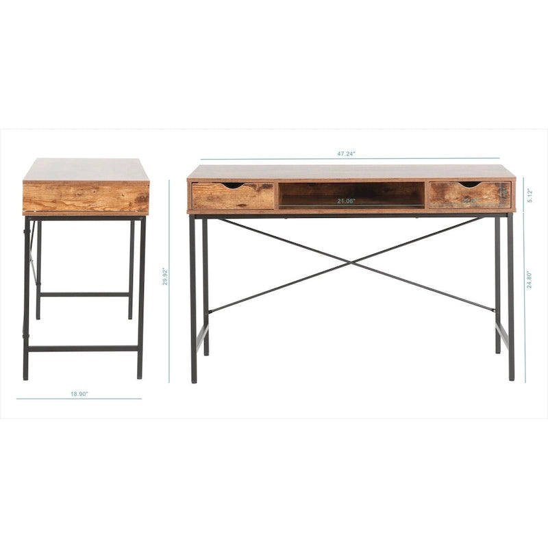 Bureau de 48 pouces avec tiroir – Style contemporain, monoplace (Blanc/Doré, Blanc, Marron rustique, Noir)