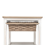 Table d'appoint en bois blanc avec 1 panier de rangement – 1 place