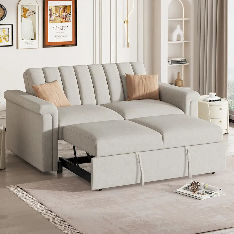 Canapé-lit convertible beige/gris – 2 places