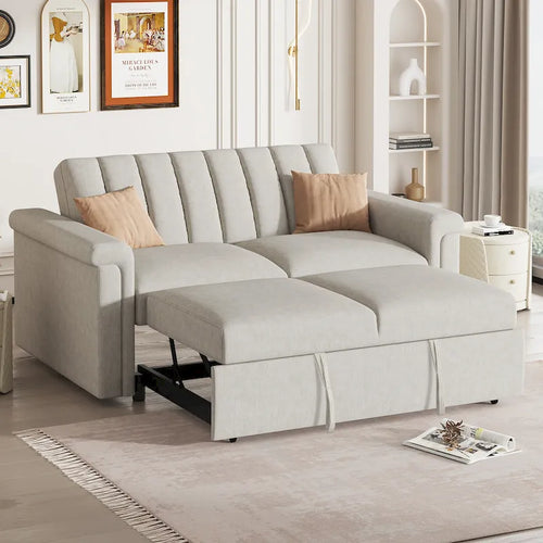 Canapé-lit convertible beige/gris – 2 places