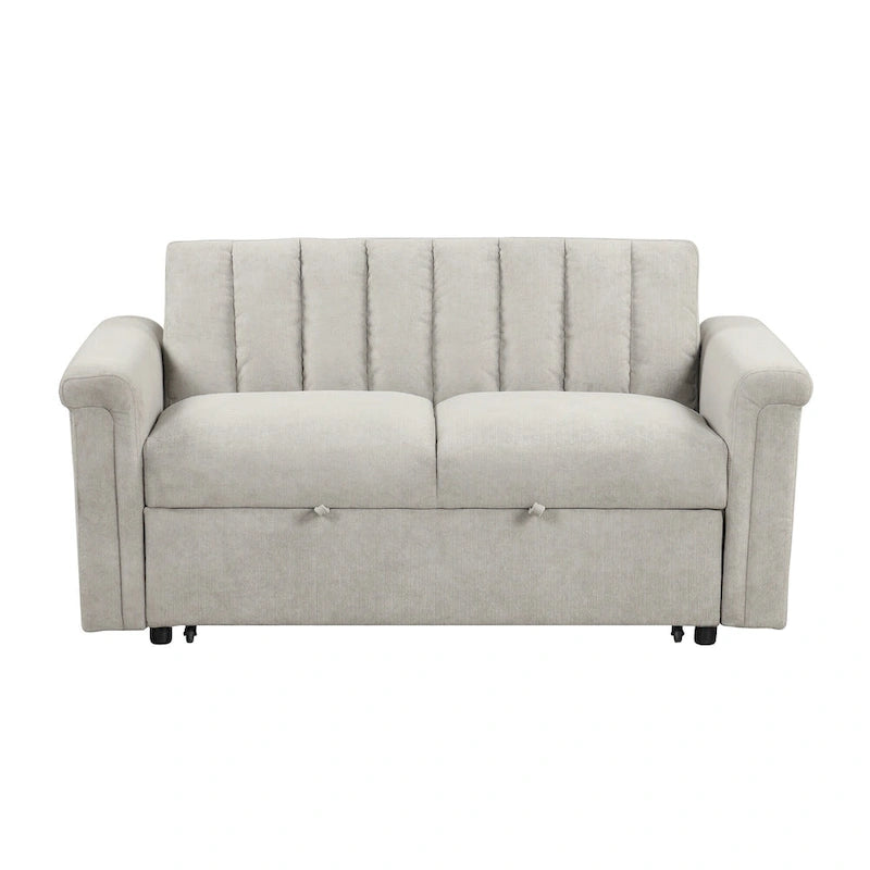 Canapé-lit convertible beige/gris – 2 places