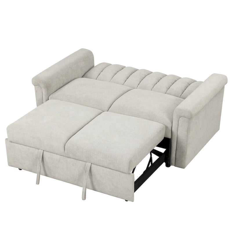Canapé-lit convertible beige/gris – 2 places