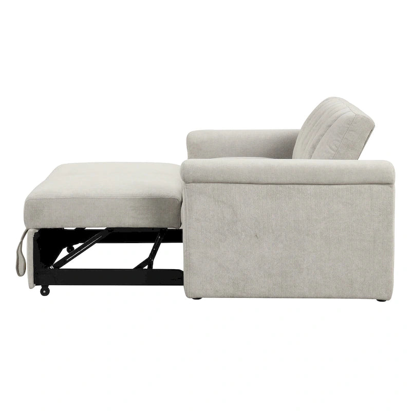 Canapé-lit convertible beige/gris – 2 places
