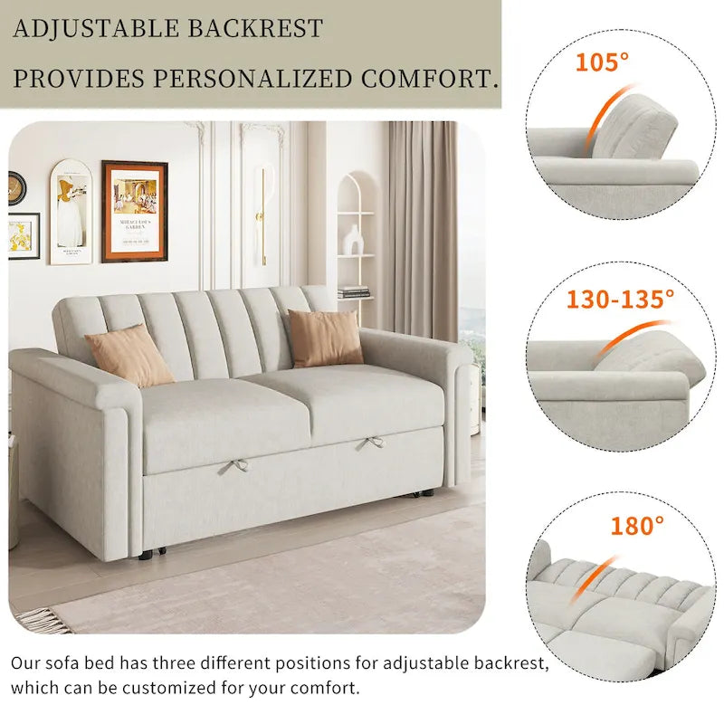Canapé-lit convertible beige/gris – 2 places