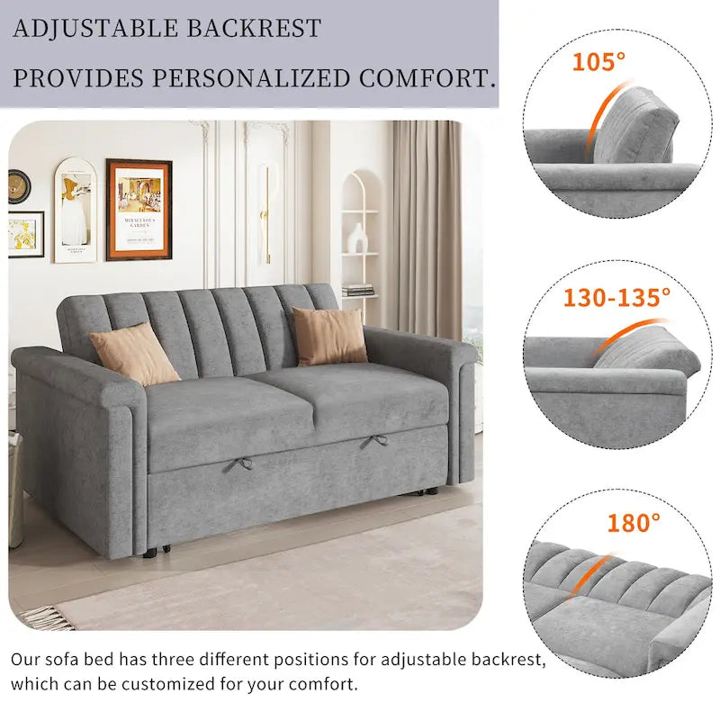 Canapé-lit convertible beige/gris – 2 places