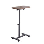 Table d'appoint en MDF marron en forme de C, réglable en hauteur, pivotante à 360°, usage unique