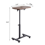Table d'appoint en MDF marron en forme de C, réglable en hauteur, pivotante à 360°, usage unique