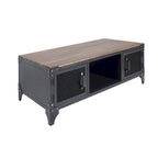 Ensemble table basse et table d'appoint 2 pièces noyer foncé et noir sable avec rangement
