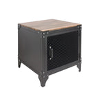 Ensemble table basse et table d'appoint 2 pièces noyer foncé et noir sable avec rangement