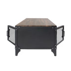 Ensemble table basse et table d'appoint 2 pièces noyer foncé et noir sable avec rangement