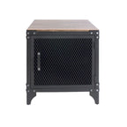 Ensemble table basse et table d'appoint 2 pièces noyer foncé et noir sable avec rangement