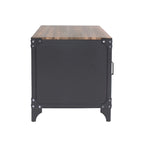 Ensemble table basse et table d'appoint 2 pièces noyer foncé et noir sable avec rangement