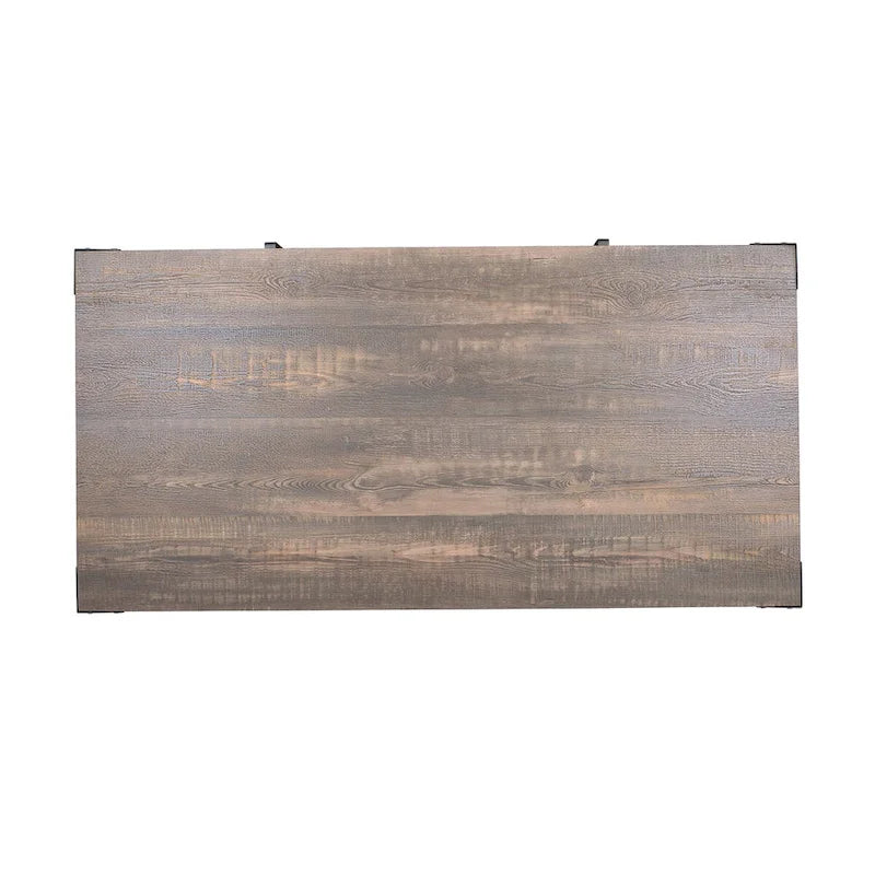 Ensemble table basse et table d'appoint 2 pièces noyer foncé et noir sable avec rangement