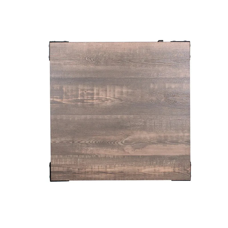 Ensemble table basse et table d'appoint 2 pièces noyer foncé et noir sable avec rangement