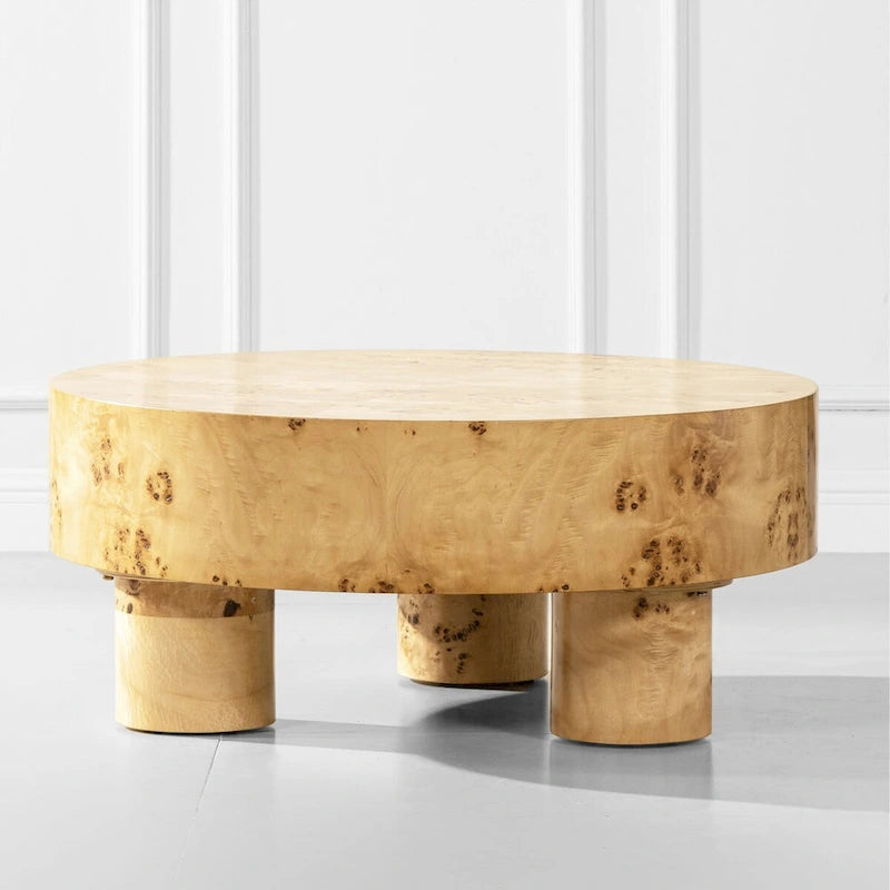 Table basse ronde, loupe de bois, marron, 1 personne