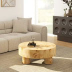 Table basse ronde, loupe de bois, marron, 1 personne