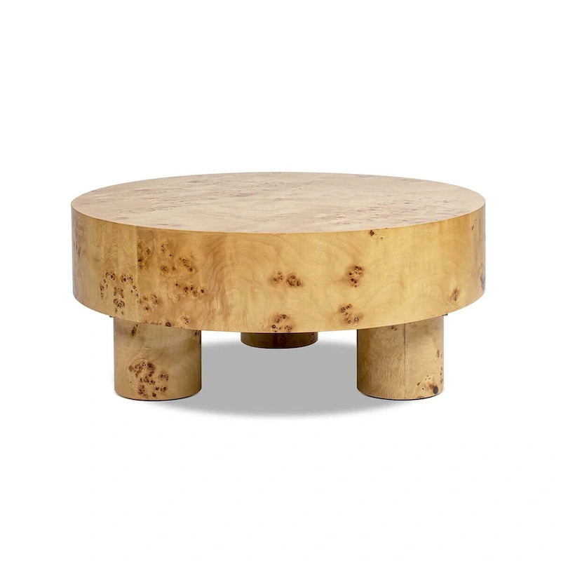 Table basse ronde, loupe de bois, marron, 1 personne