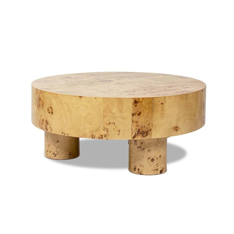Table basse ronde, loupe de bois, marron, 1 personne