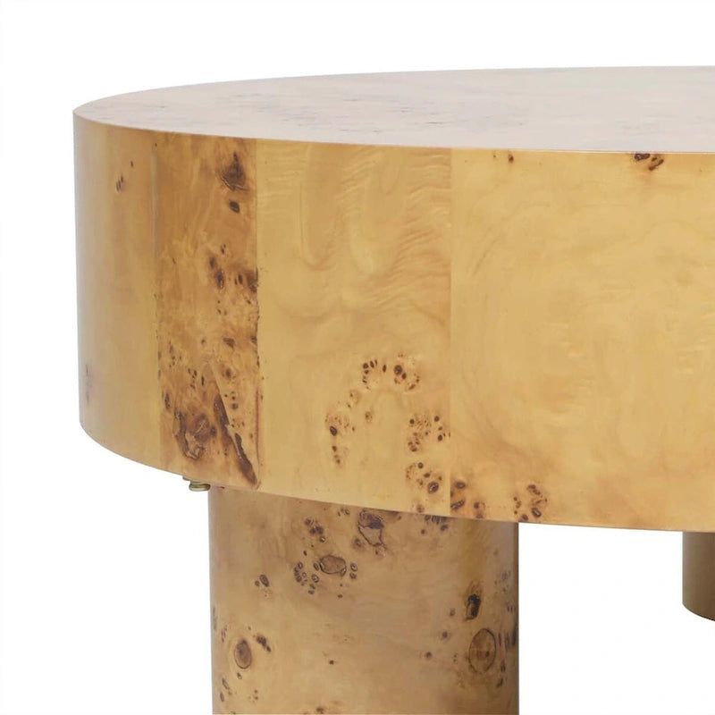 Table basse ronde, loupe de bois, marron, 1 personne