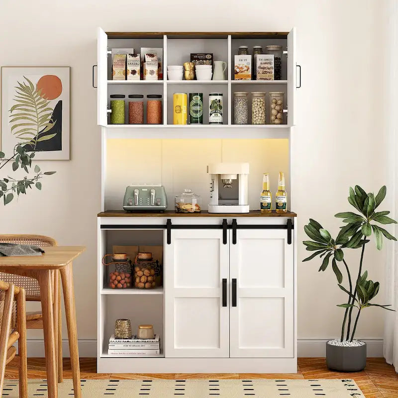 Meuble de bar coulissant en porte de grange, style rustique, pour 1 personne