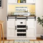 Meuble de bar coulissant en porte de grange, style rustique, pour 1 personne