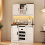 Meuble de bar coulissant en porte de grange, style rustique, pour 1 personne