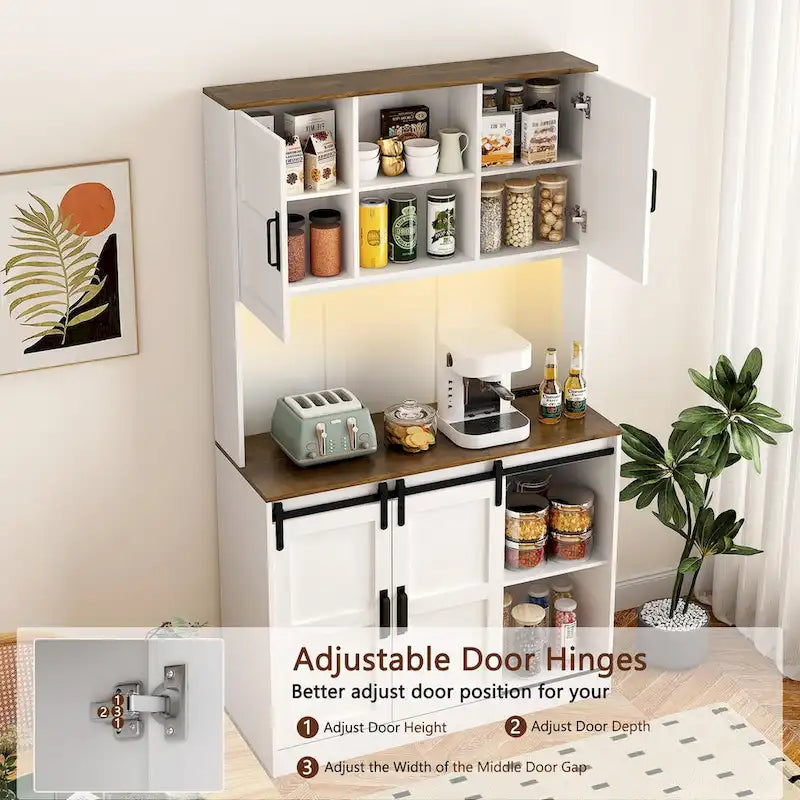 Meuble de bar coulissant en porte de grange, style rustique, pour 1 personne
