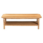 Table basse en rotin et bois, miel, rectangulaire, 1 personne
