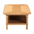 Table basse en rotin et bois, miel, rectangulaire, 1 personne