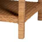 Table basse en rotin et bois, miel, rectangulaire, 1 personne