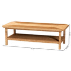 Table basse en rotin et bois, miel, rectangulaire, 1 personne