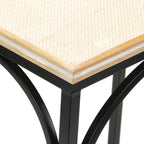 Tables d'appoint en rotin, dessus bois et métal noir, lot de 2