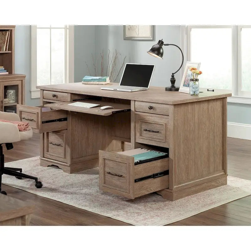 Bureau de direction à double piédestal Prairie Cherry, monoposte