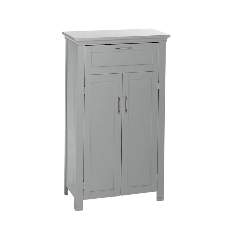 Meuble de rangement gris à 2 portes avec tiroir et étagère réglable, 1 personne