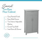 Meuble de rangement gris à 2 portes avec tiroir et étagère réglable, 1 personne