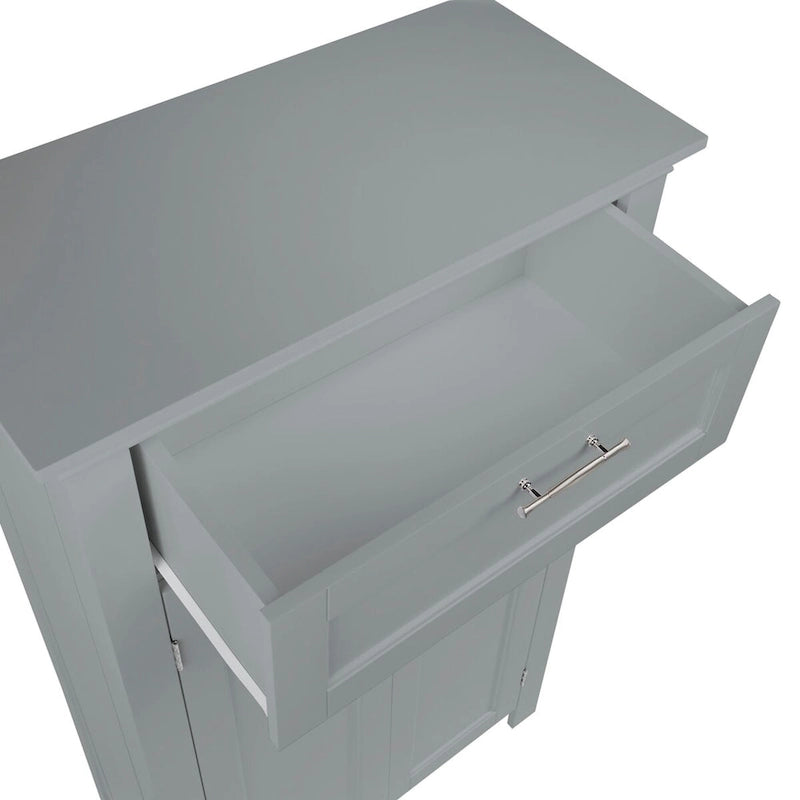 Meuble de rangement gris à 2 portes avec tiroir et étagère réglable, 1 personne