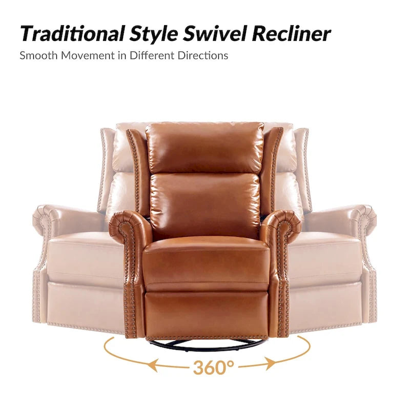 Fauteuil inclinable, pivotant et coulissant traditionnel en cuir véritable, coloris bordeaux/sellier/camel/noir/expresso, lot de 2
