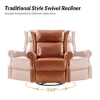 Fauteuil inclinable, pivotant et coulissant traditionnel en cuir véritable, coloris bordeaux/sellier/camel/noir/expresso, lot de 2